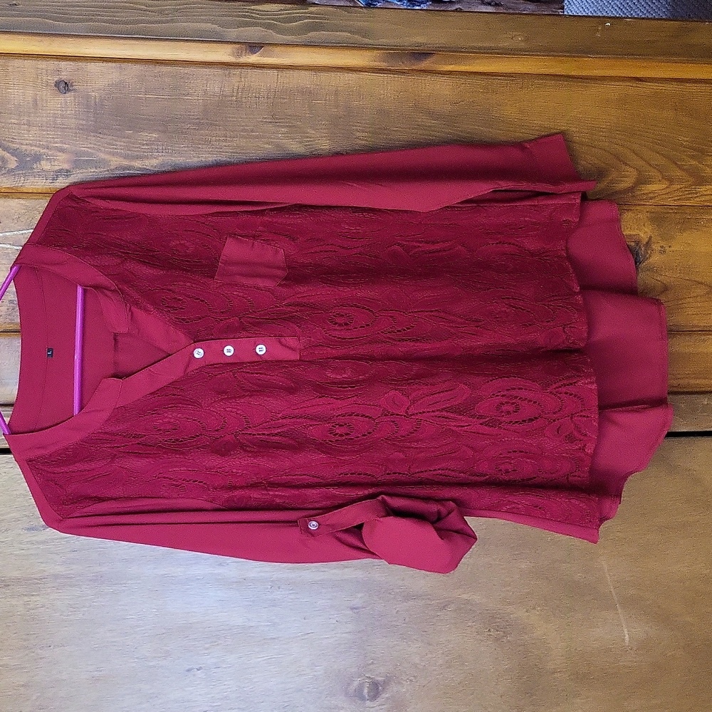 Red lacy blouse